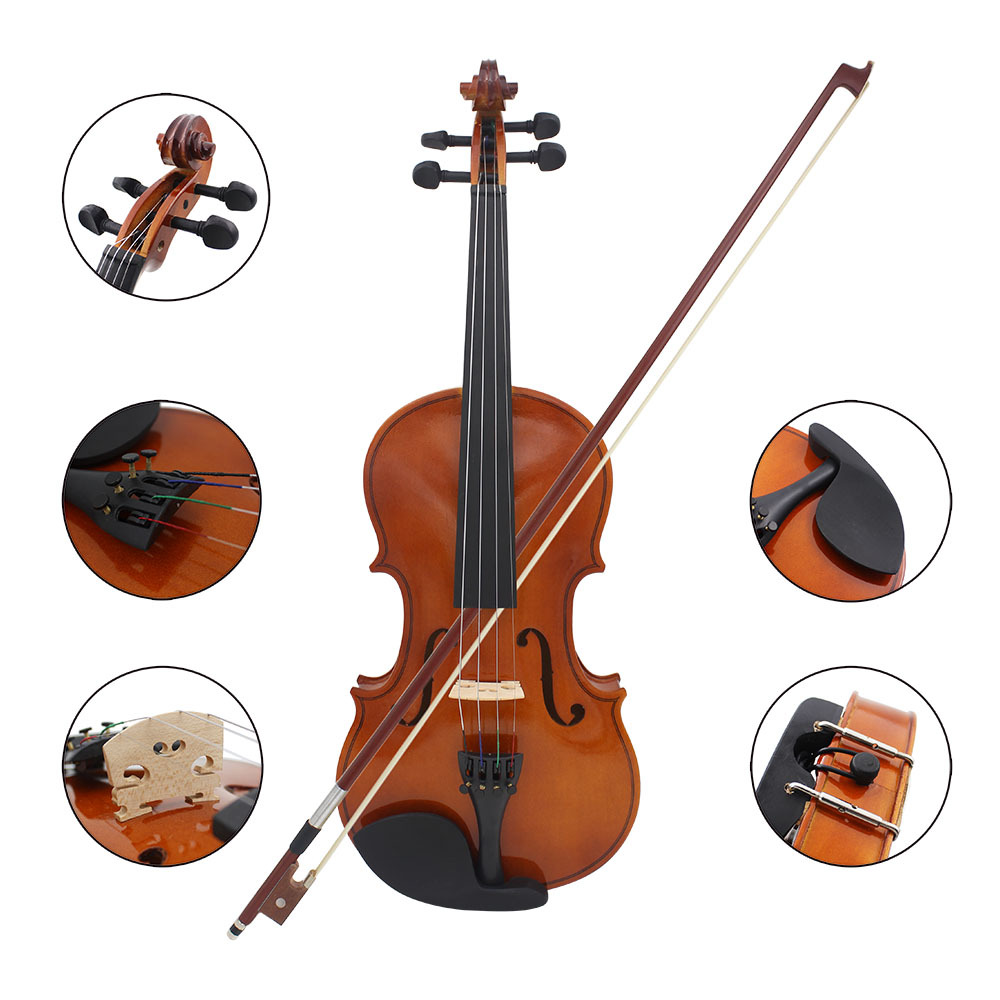 厂家批发木质小提琴实木普及小提琴初学练习小提琴送三角琴盒乐器详情2