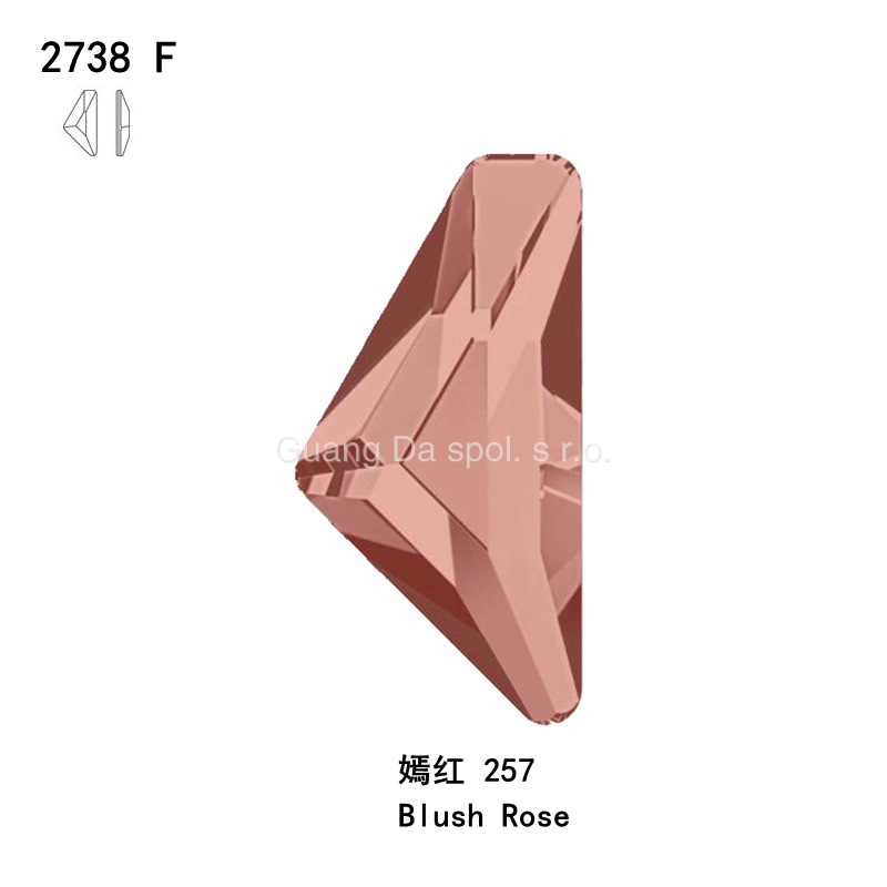 奥钻2738平底不规则三角形257嫣红色美甲水钻