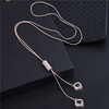 Universal fashionable crystal with tassels, pendant flower-shaped, sweater, high-end zirconium, necklace