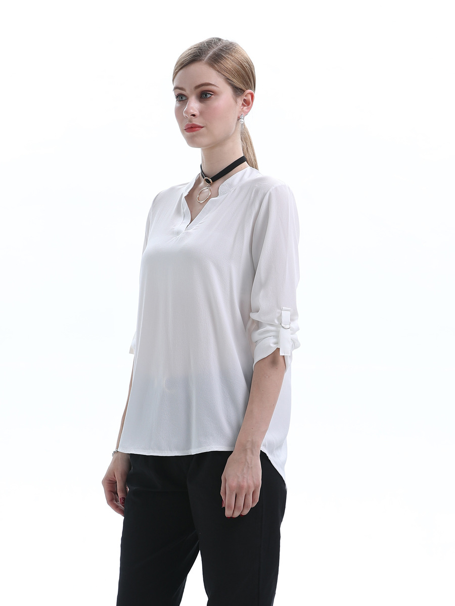 fashion casual all-match V-neck long sleeve chiffon shirt  NSJR36718