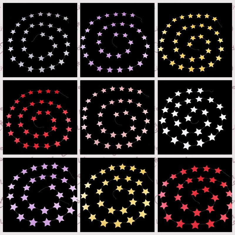 7cm 10cm五角星串片闪金闪银4m35个五角星拉旗 婚礼布置派对用品|ru