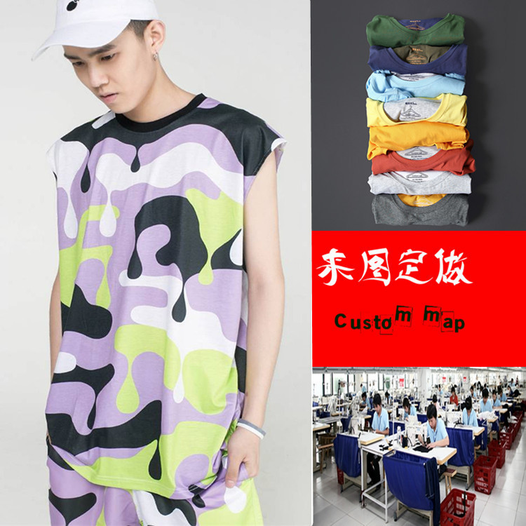 Amoy factory men's wear vest knitting camouflage machining Small quantities Chaopai Customized Sleeveless man vest OEM