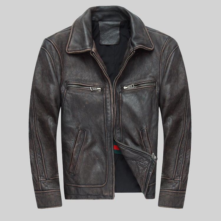 Europe and America new pattern Top layer leather genuine leather leather clothing man Do the old Motorcycle suit leather jacket coat