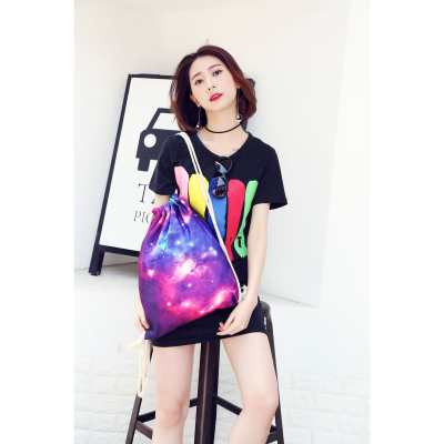 Harajuku Fascicular pouch Explosive money violet starry sky Galaxy printing lady knapsack Backpack wholesale One piece On behalf of