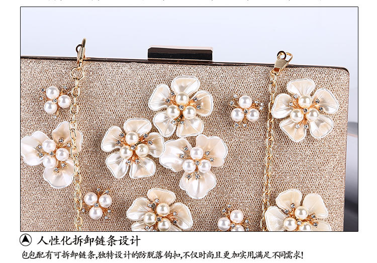 Flower Dinner Bag Hand-inlaid Flower Evening Bag Small Square Bag Clutch display picture 9