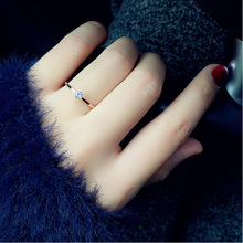 日韩时尚简约单钻气质钛钢镀玫瑰金戒指钻戒 个性细食指戒尾戒女