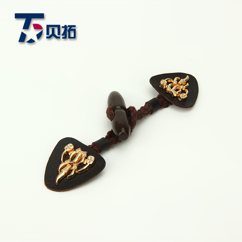 服装辅料外套大衣时装纽扣 皮革树脂牛角对扣 金属面牛角扣