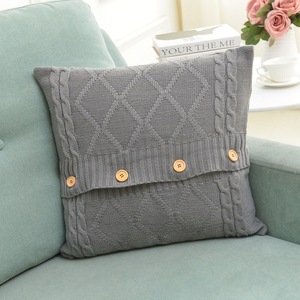 Square button cushion cover simple sofa wool pillow cover