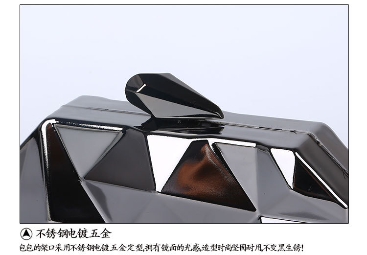 330g Weight Buckle Closure Type Single Shoulder Strap Strap Type Evening Bag Bags Type Solid Color Pattern Fashion Style Gold, Silver, Black Color Small Size Pure Color New Dinner Bag Rhombus Iron Box Evening Bag Evening Clutch Bag 10