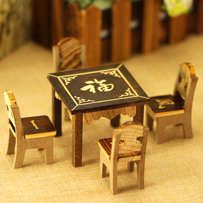 woodiness Table Manufactor Supplying children Play house Toys simulation Mini The Eight Immortals Tables and chairs combination suit wholesale