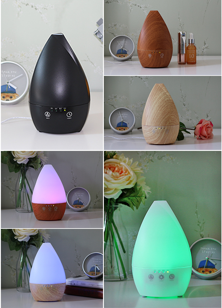 创意木纹香薰机加湿器卧室七彩夜灯精油扩散器跨境礼品LOGO定制