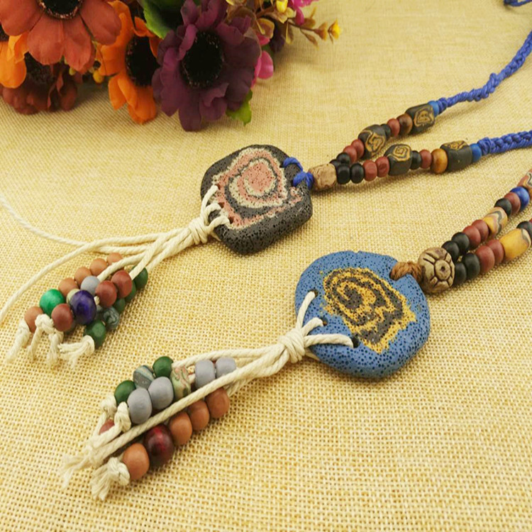 New Sweater Chain Hand-woven Autumn And Winter All-match Long Necklace Pendant Retro Cotton And Linen Clothing Accessories Decorations