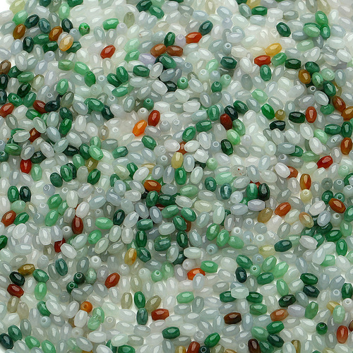Jade Craftsmanship Accessories, Jadeite and Jadeite Tri-color Millet Beads Scatter Beads Wholesale DIY Accessories Matching Beads Jade Beads Wholesale