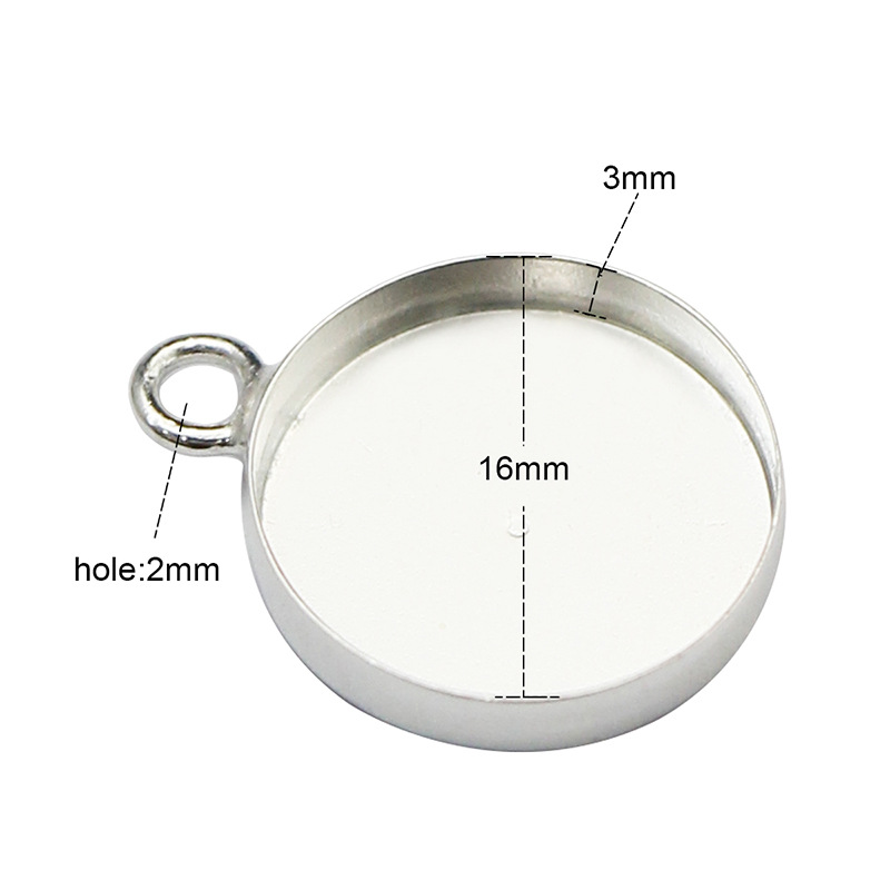 2g Weight 1 Piece 16mm 925 Sterling Silver Round Pendant Base Support