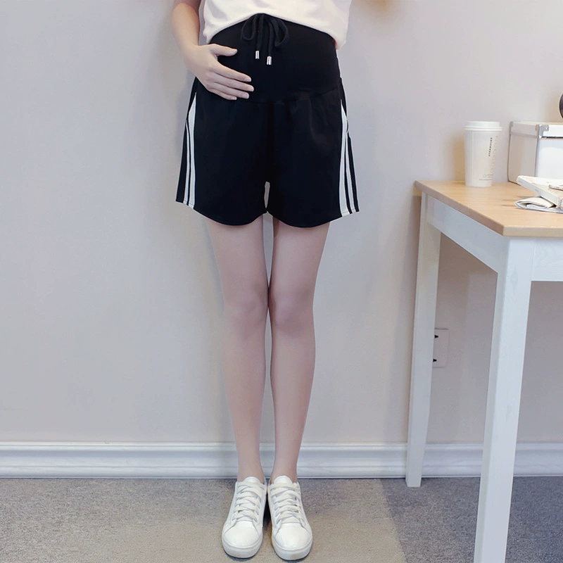 [Clearance No Return No Change] Корейская версия брюк для беременных, летние модные спортивные шорты для живота на шнуровке