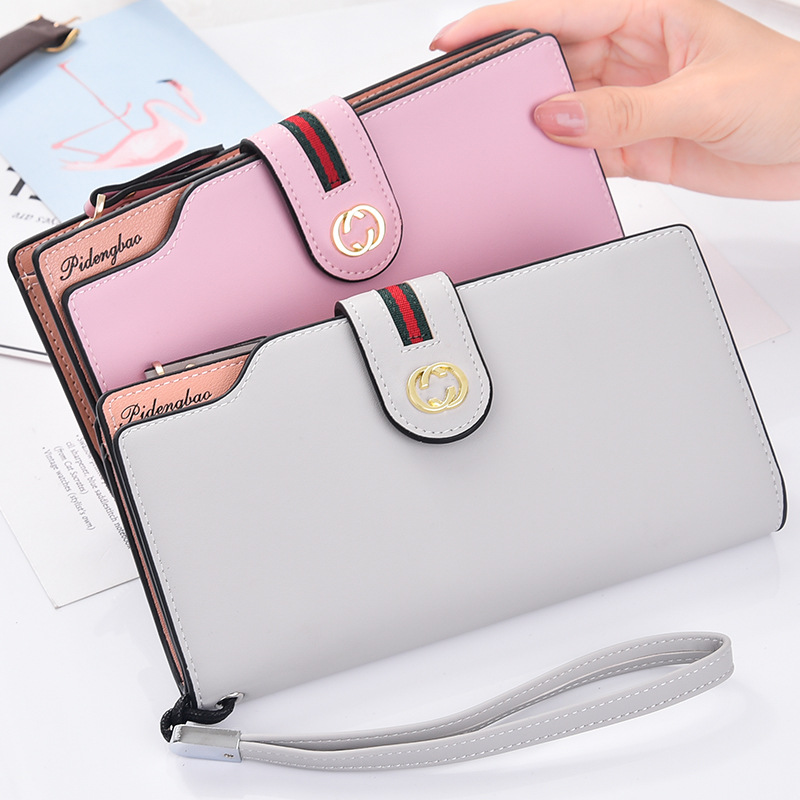 new pattern Ladies Wallet Korean Edition hardware Card position High-capacity Buckle clutch bag Mobile phone bag