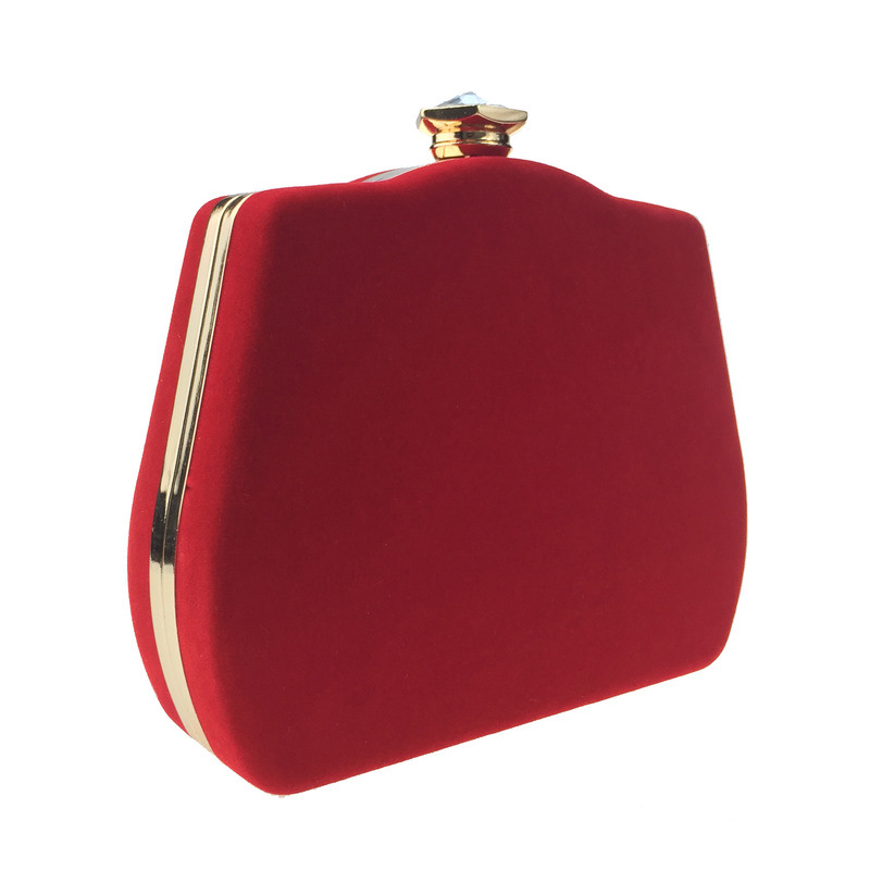 Túi clutch nữ dạ tiệc nhung hình quả bầu đính đá hộp cứng kèm dây xích — Màu đỏ, Màu đỏ rượu, Màu tím, Màu xanh lam chi tiết 19