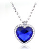 Marine fashionable necklace, crystal pendant heart shaped, accessory, diamond encrusted, wholesale