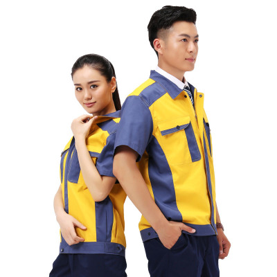 夏季劳保服短袖工作服套装男短袖工作服劳保服厂服定制工作服|ru