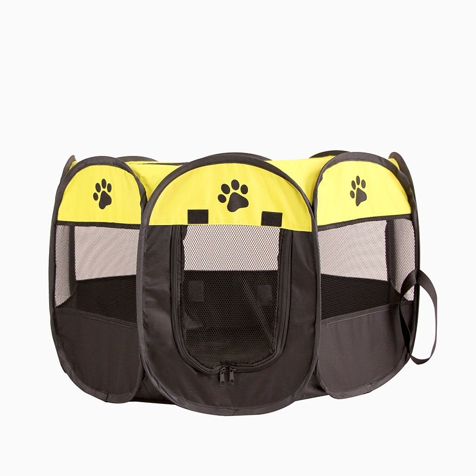 En stock plegable octogonal valla para mascotas Oxford tela resistente a mordeduras resistente a los arañazos jaula de la perrera del gato Sala de entrega de mascotas tienda al por mayor