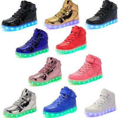 children LED Luminous shoes Gaobang Velcro Children's shoes CUHK skate shoes Boy girl leisure time Gaobang Light shoes