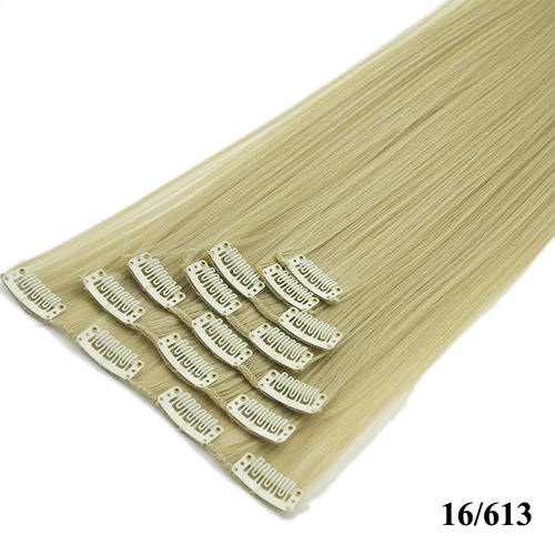Seven-piece set of hair extensions, 7-piece set of European and American color wigs, chemical fiber straight long hair curtains, wholesale wigs, 15 colors available