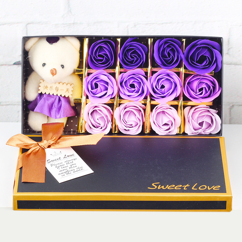 12朵+小熊 紫三彩