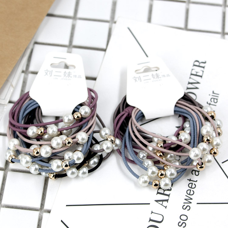 韩式珍珠打结发圈气质白搭发绳三层强拉不断皮筋手工头绳淘宝赠品|ru