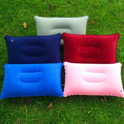 Wholesale outdoor flocking pillow rectangular inflatable pillow travel camping portable nap companion square pillow