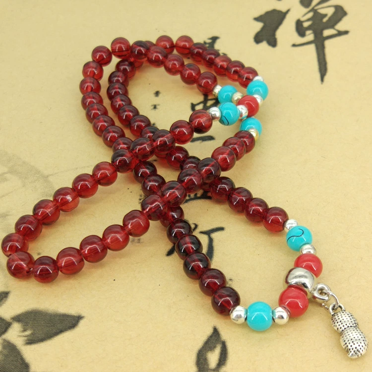 Imitation Garnet Bead Bracelet, Glass-Painted Beads, 4 mm and 6 mm, Single or Triple Wrap