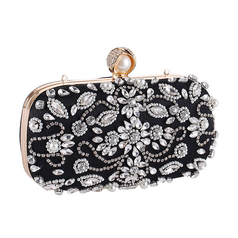 European And American New Handmade Beaded Banquet Bag With Diamond Clutch display picture 2