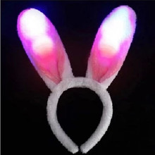 发光毛绒兔耳朵发箍LED头箍夜市景区演唱会儿童头饰热卖批发