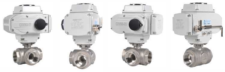 三通不锈钢电动球阀  L型电动三通球阀AC220V 电动阀