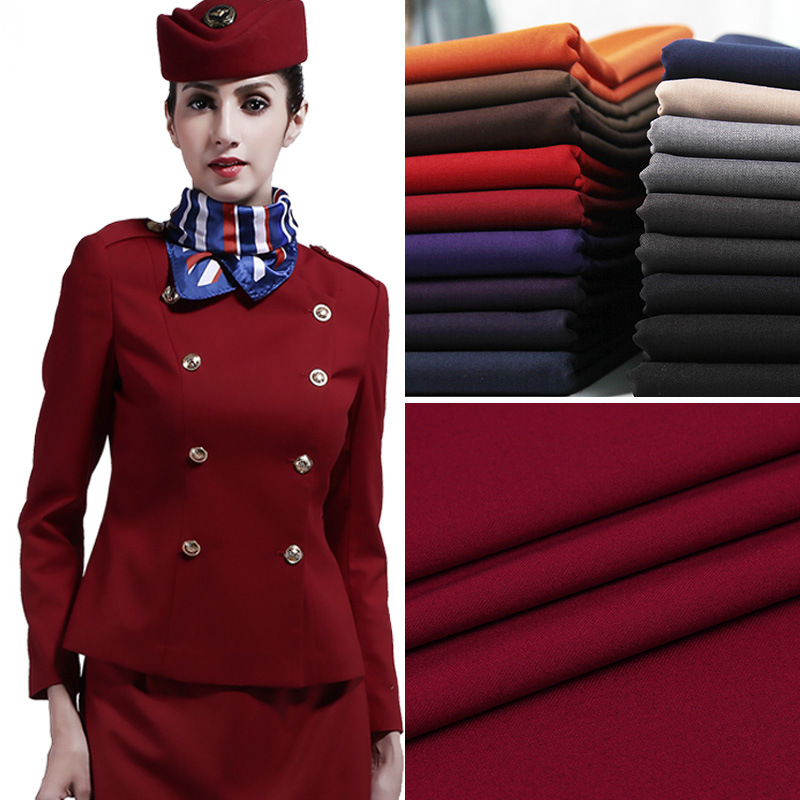 现货供应  T/R弹力纬弹 斜纹哔叽面料 航空 职业装面料 西装 多色