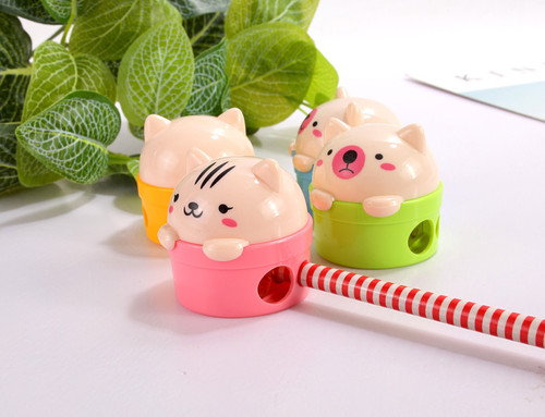 Shigaraki 360 Cartoon Double Hole Pencil Sharpener Portable Student Cute Bear Pencil Sharpener Creative Pencil Sharpener Wholesale