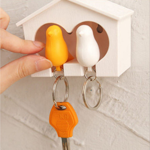 Couple bird house key chain creative key anti-lost device sparrow bird key hanging new and unique event small gift