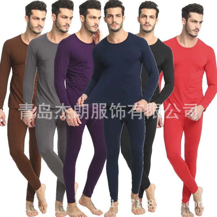 Мужская осенняя одежда и брюки из молочного шелка, хлопковый свитер, тонкое термобелье, плюс удобрения, плюс Базовый костюм
