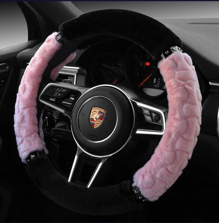 汽車方向盤套冬季短毛絨車用把套 中號(hào)38cm通用型把套BT-407