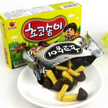 韓國好麗友黃蘑菇餅干 巧克力餅干 50g 進口食品兒童零食小蘑菇力
