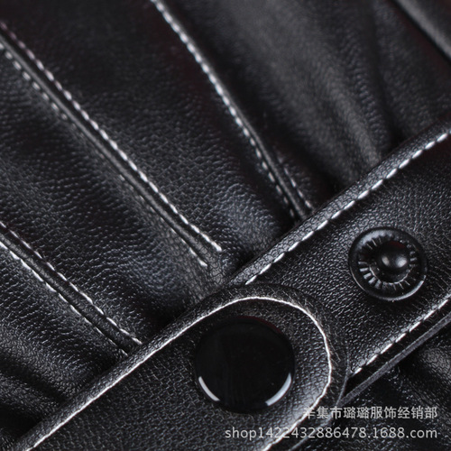 Winter warm gloves for men, cold-proof and windproof thickened touch screen leather gloves for men, motorcycle gloves and three-way rib gloves