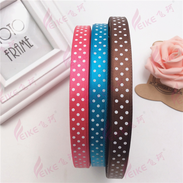 印刷缎带丝带 印点1.2cm小圆点diy蝴蝶结手工材料礼品盒包装带