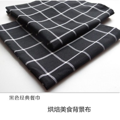 the republic of korea ins style Black Plaid Home Furnishing kitchen baking Fabric art Napkin Mat