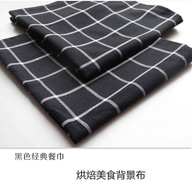 the republic of korea ins style Black Plaid Home Furnishing kitchen baking Fabric art Napkin Mat