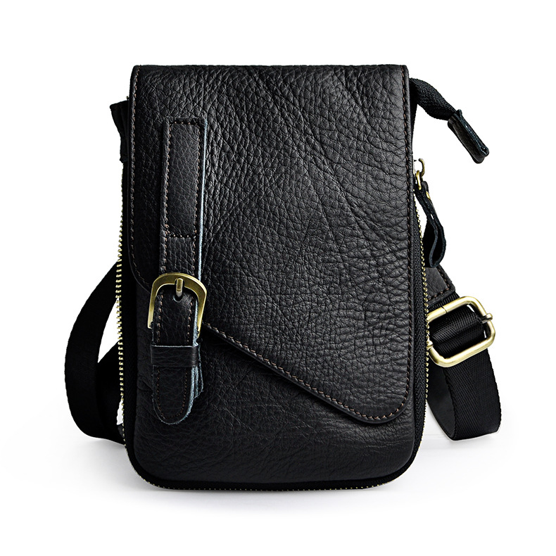 Men Real Leather Design Waist Belt Pack Fashion Small Shoulder
