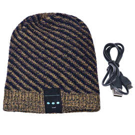 冬季爆款蓝牙针织羊毛冬款套头帽子无线耳机韩国时尚小麻花针织帽