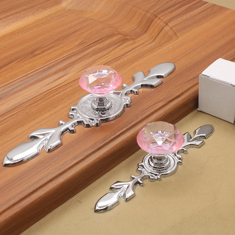 Manija de cristal estilo europeo moderno minimalista armario puerta del gabinete solo agujero plata manija inferior nueva fábrica de Ventas Directas
