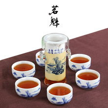 红茶玻璃陶瓷茶具釉中山水套装 双耳泡茶器桂林山水茶具批发