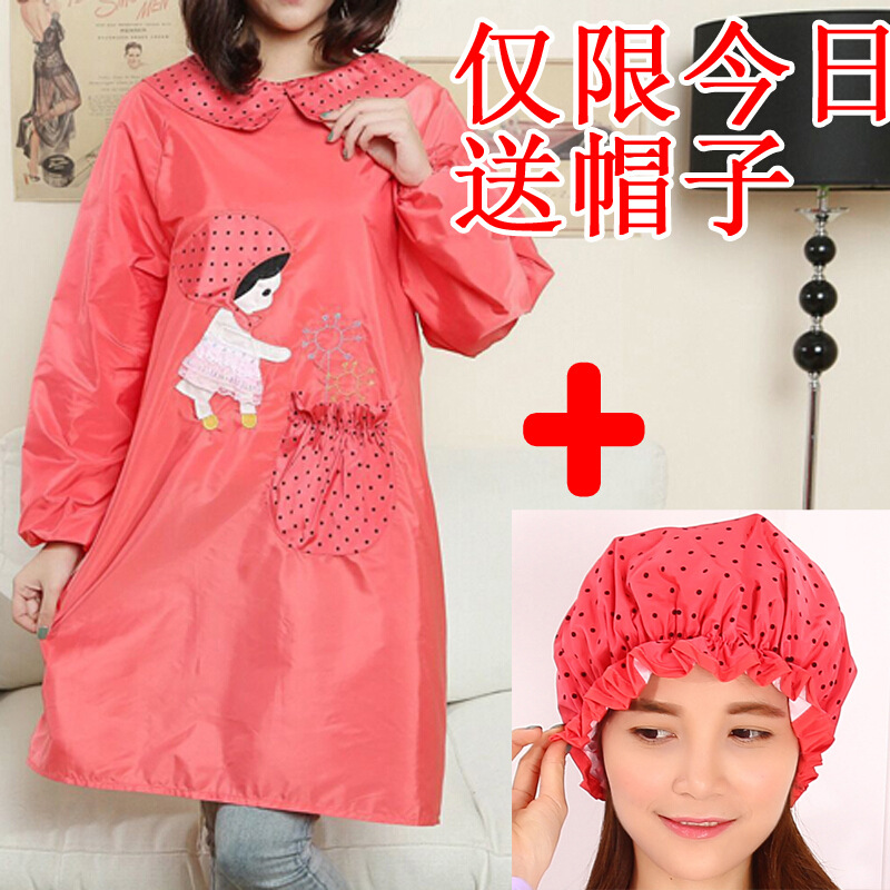 Estilo coreano de moda a prueba de aceite a prueba de agua de manga larga delantal pintura anti-vestirse monos de cocina mono adulto lindo