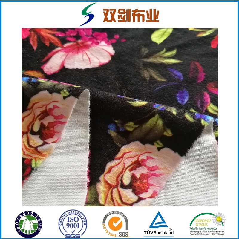 经编丽丝绒荷兰绒数码印花高档服装面料沙发窗帘面料