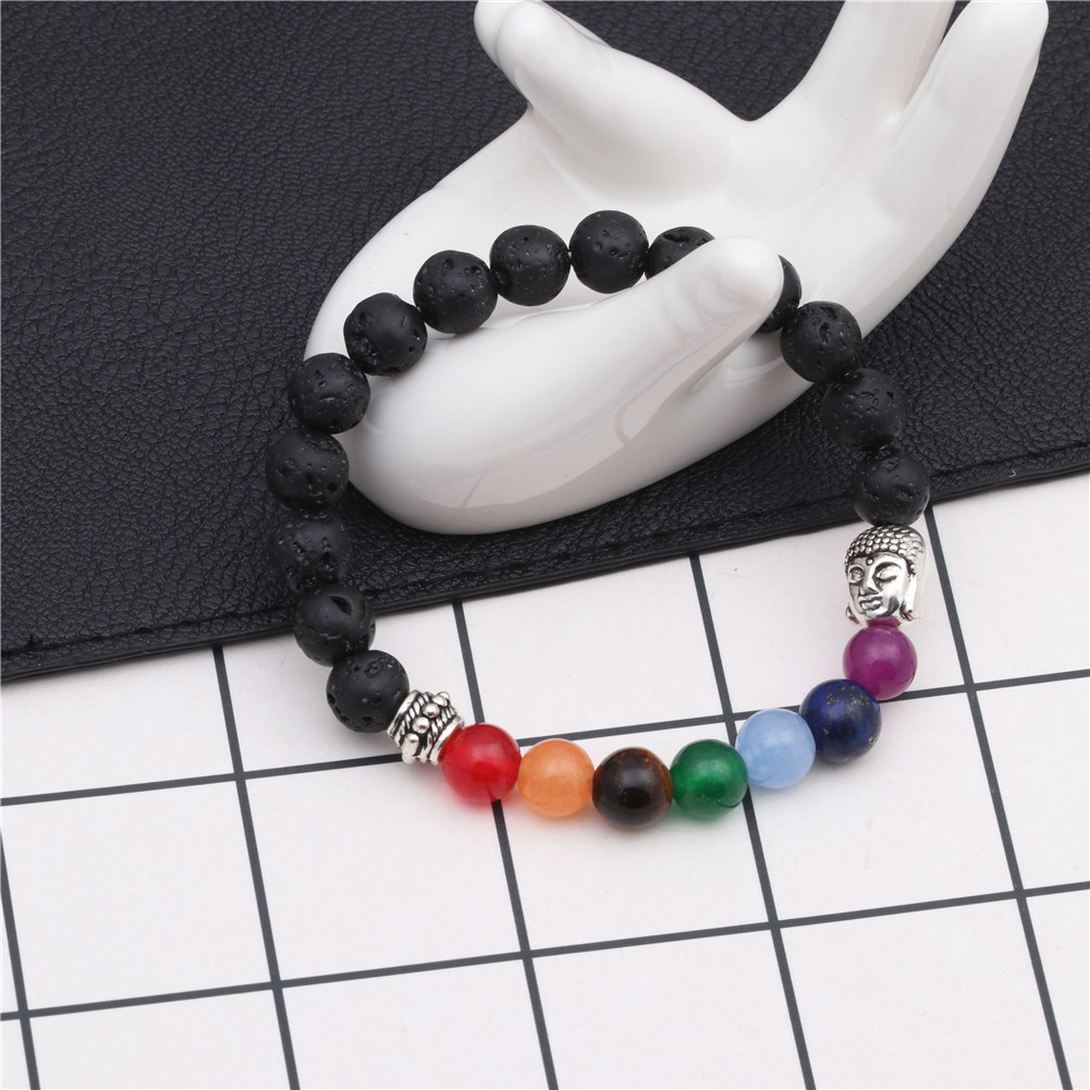 8mm volcanic stone palm eye bracelet beaded colorful chakra energy colorful agate bracelet